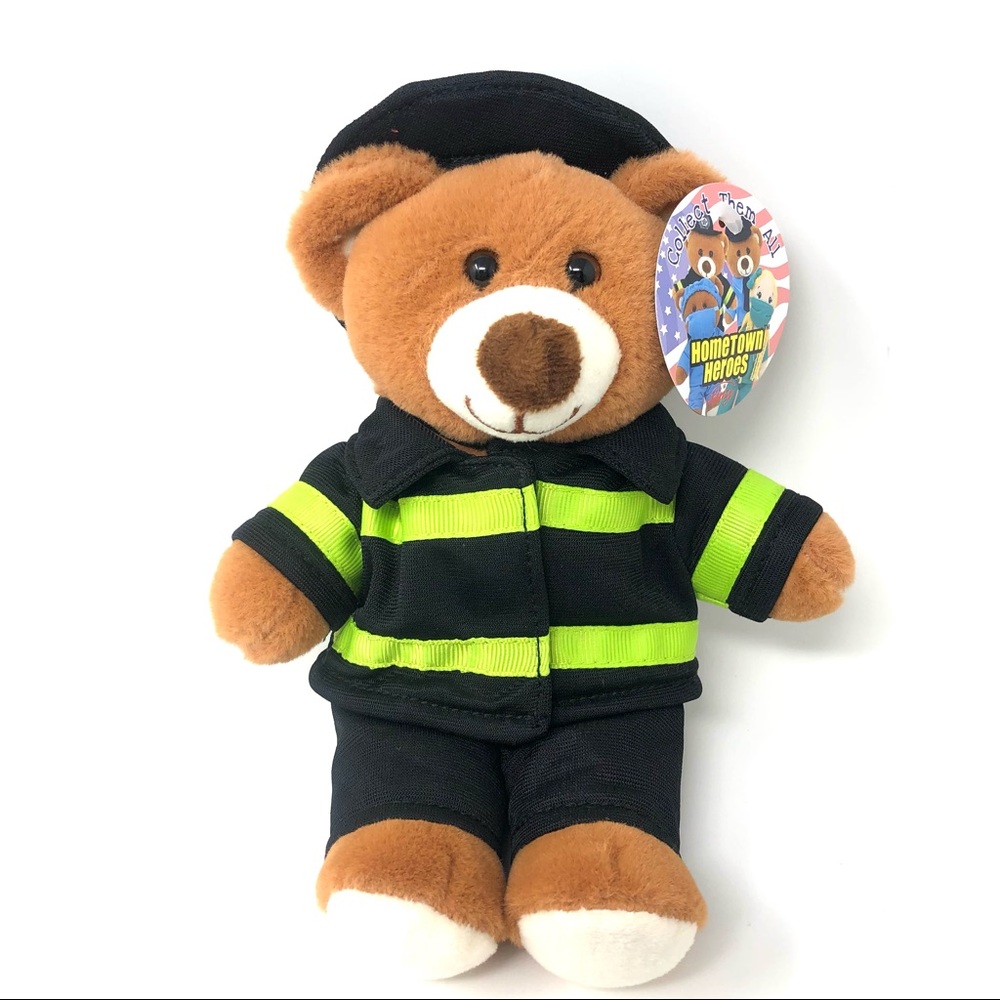 Linzy Hometown Heroes Fire Chief Bear Stuffed Animal Plush 8”